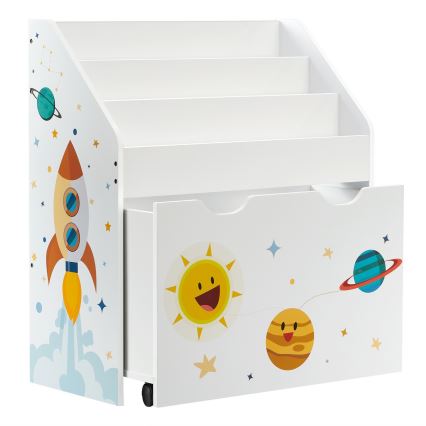 Børnebibliotek med skuff ANET hvid