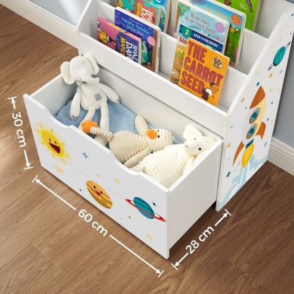 Børnebibliotek med skuff ANET hvid