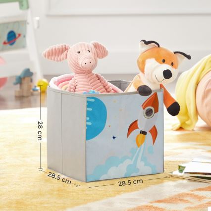 Børnebibliotek med stofkasser ANET hvid