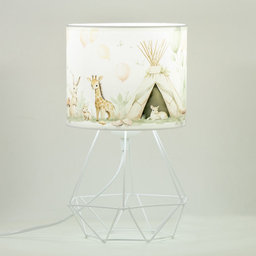 Børnebordlampe KIDS ROOM 1xE27/60W/230V Ø 18 cm med søde dyremotiver