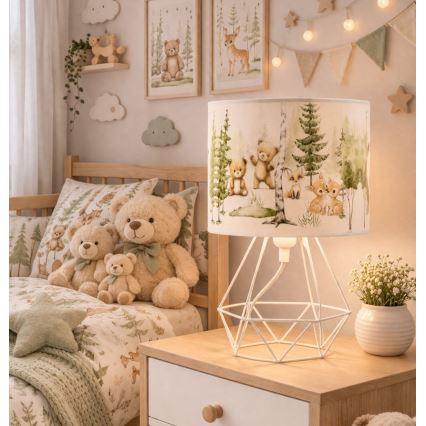 Børnebordlampe KIDS ROOM 1xE27/60W/230V, Ø 18 cm, med søde dyremotiver