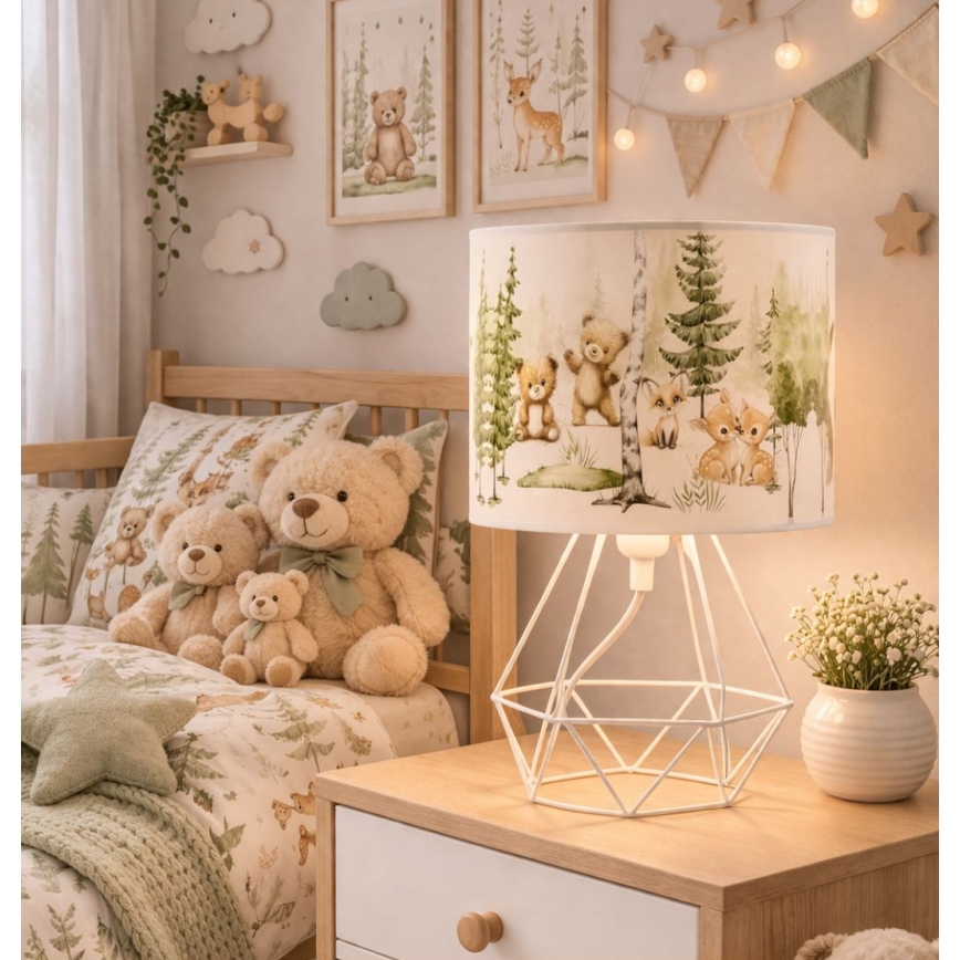 Børnebordlampe KIDS ROOM 1xE27/60W/230V, Ø 18 cm, med søde dyremotiver