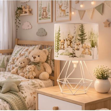 Børnebordlampe KIDS ROOM 1xE27/60W/230V, Ø 18 cm, med søde dyremotiver