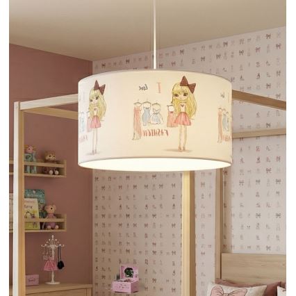 Børnelampe GIRLS VIBES 1xE27/60W/230V Ø 40 cm Jeg elsker mode