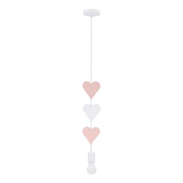 Børnelampe med snor HEART 1xE27/20W/230V rosa/hvid
