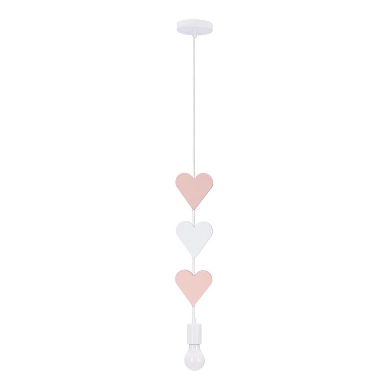 Børnelampe med snor HEART 1xE27/20W/230V rosa/hvid