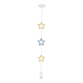 Børnelampe med snor STARS 1xE27/20W/230V gul/blå/hvid