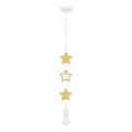 Børnelampe med snor STARS 1xE27/20W/230V gul/hvid