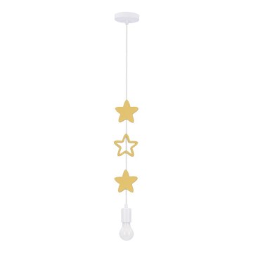 Børnelampe med snor STARS 1xE27/20W/230V gul/hvid