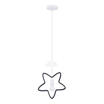Børnelampe med snor STARS 1xE27/20W/230V sort/hvid