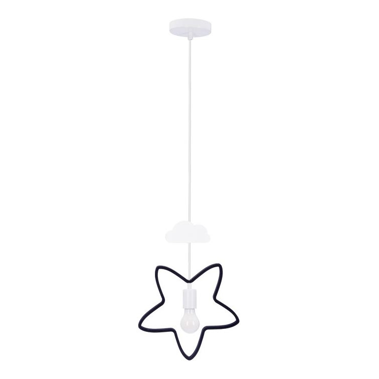 Børnelampe med snor STARS 1xE27/20W/230V sort/hvid