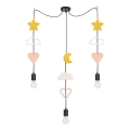 Børnelampe på snor TRIO 3xE27/20W/230V gul/hvid/rosa