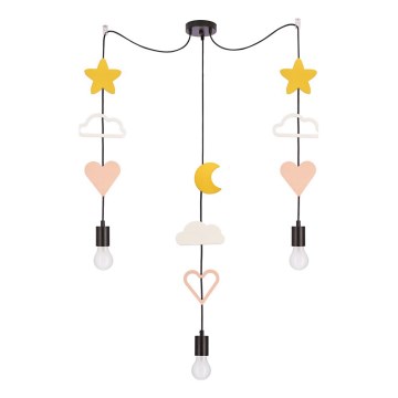 Børnelampe på snor TRIO 3xE27/20W/230V gul/hvid/rosa