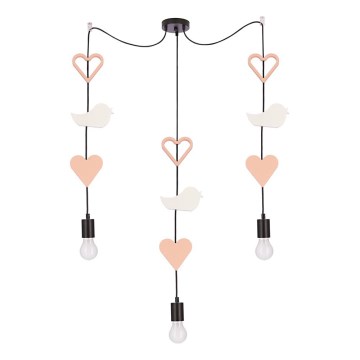 Børnelampe på snor TRIO 3xE27/20W/230V rosa/hvid