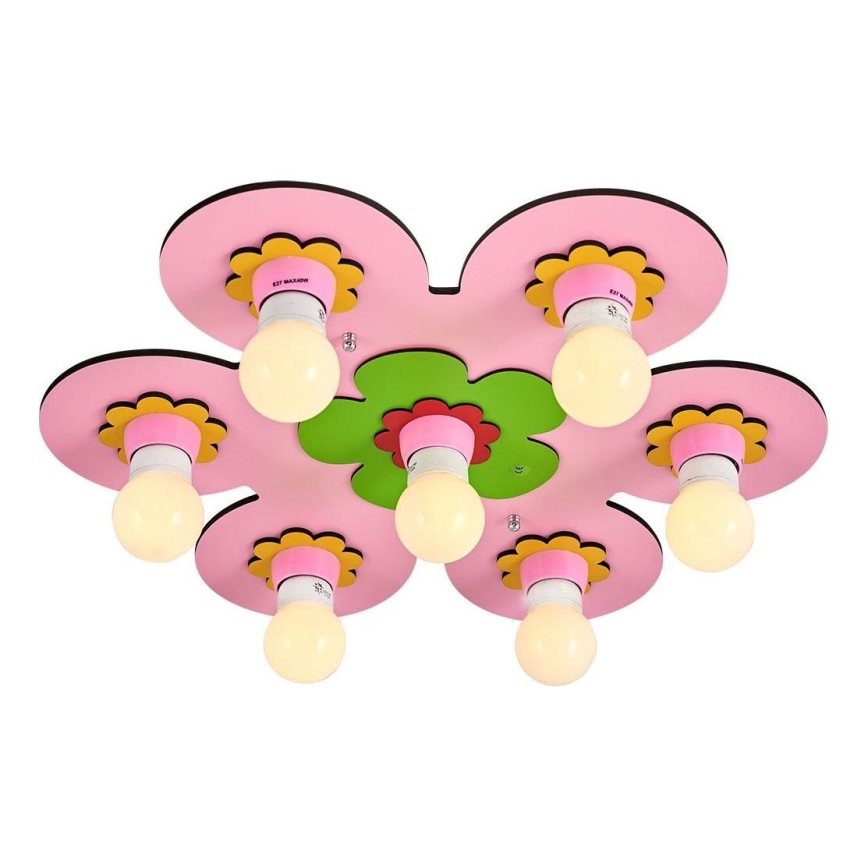 Børnelampe til loft LUCCA 7xE27/24W/230V pink