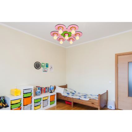 Børnelampe til loft LUCCA 7xE27/24W/230V pink