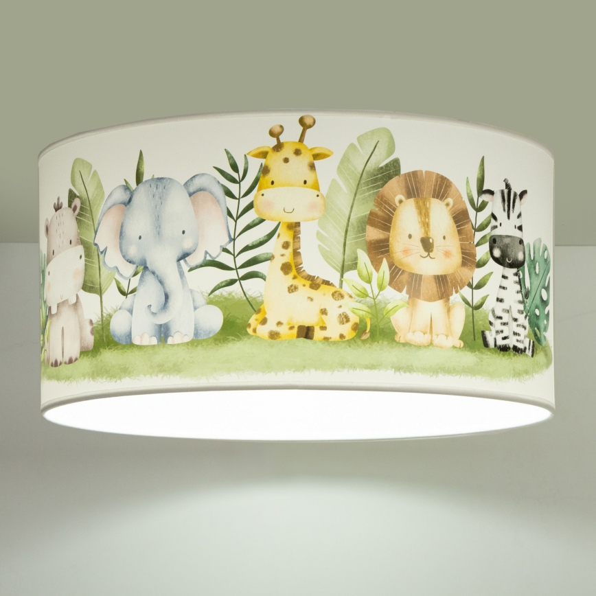 Børnelampe til loftet KIDS ROOM 1xE27/60W/230V Ø 40 cm junglemotiv