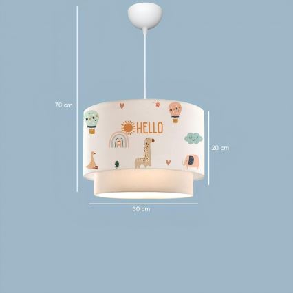 Børnependel CANDY 1xE27/40W/230V hvid/flerfarvet