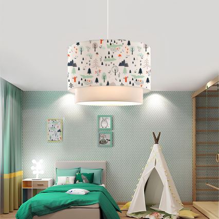 Børnependel CANDY 1xE27/40W/230V hvid/multifarvet