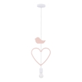 Børnependel på ledning HEART 1xE27/20W/230V rosa/hvid