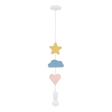 Børnependel på ledning TRIO 1xE27/20W/230V gul/blå/lyserød