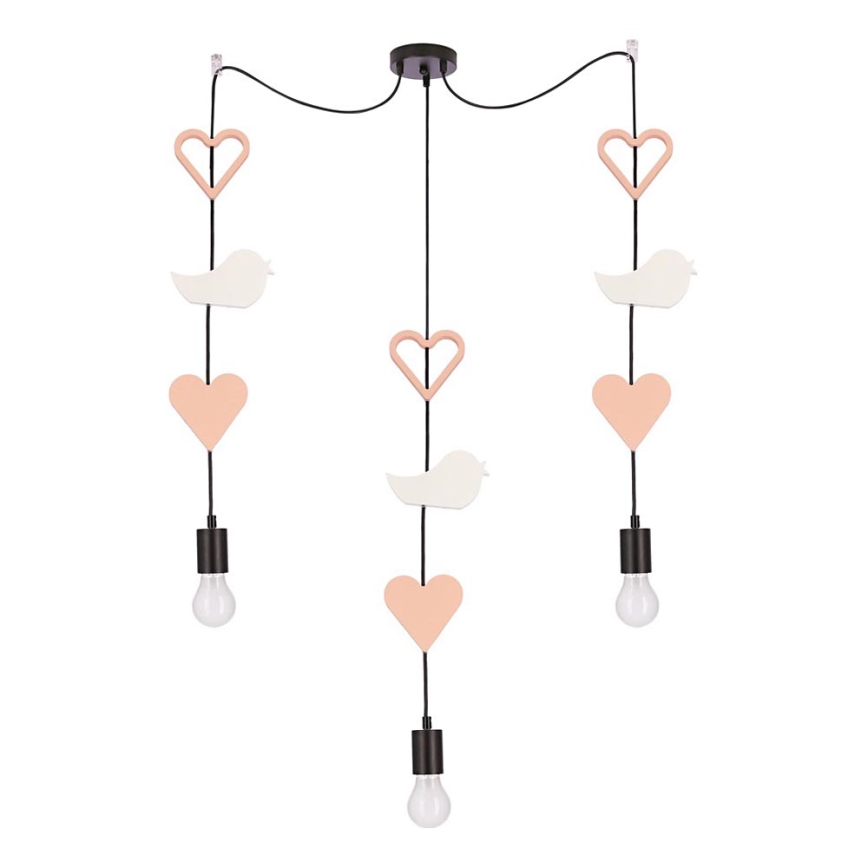 Børnependellampe TRIO 3xE27/20W/230V rosa/hvid