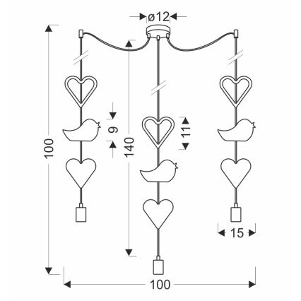 Børnependellampe TRIO 3xE27/20W/230V rosa/hvid