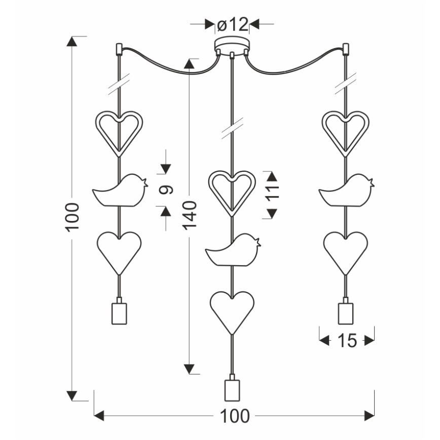 Børnependellampe TRIO 3xE27/20W/230V rosa/hvid