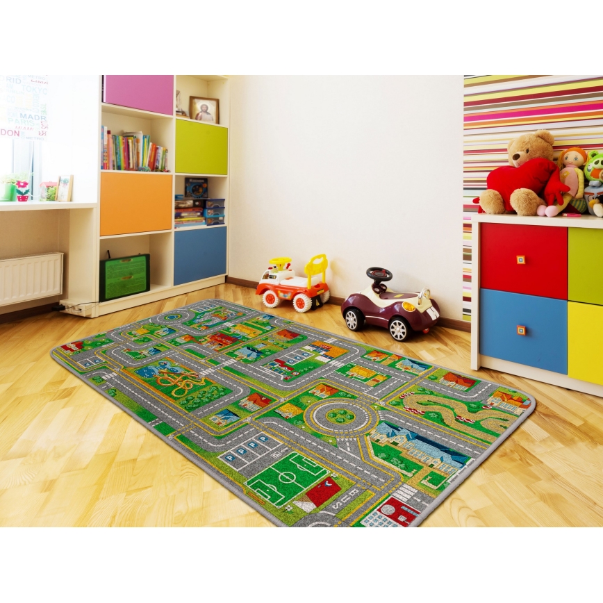 Børnetæppe PLAYTOWN 120x170 cm farverigt/bymotiv