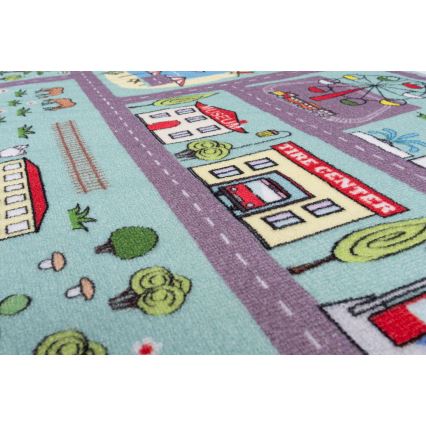 Børnetæppe STELLA STREETS 120x170 cm turkis/by