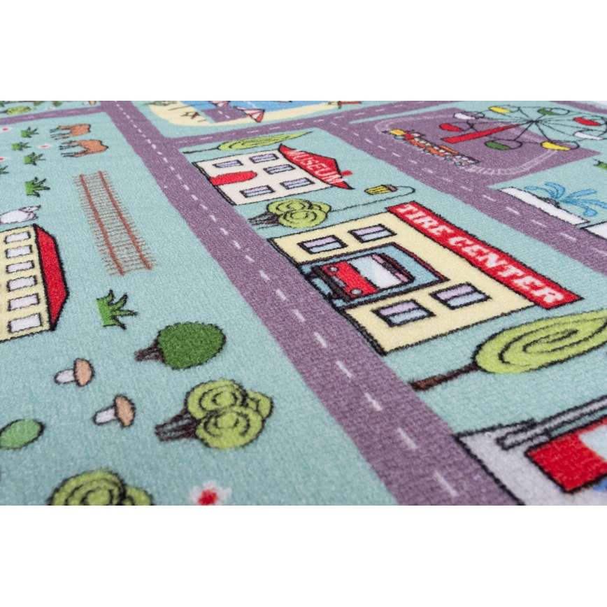 Børnetæppe STELLA STREETS 120x170 cm turkis/by