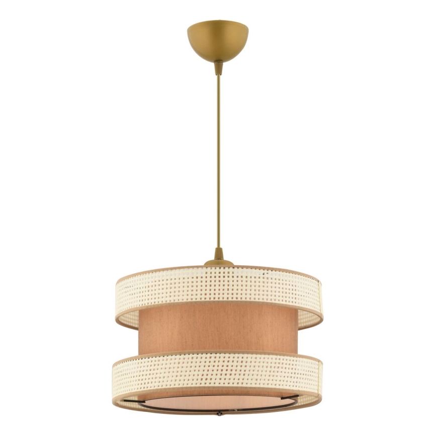 Candeeiro suspenso HALO 1xE27/60W/230V castanho/creme