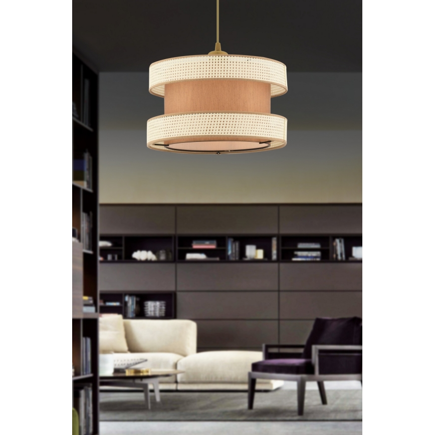 Candeeiro suspenso HALO 1xE27/60W/230V castanho/creme