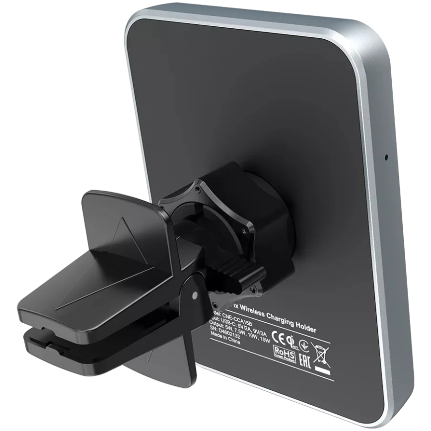 Canyon - Magnetisk telefonholder til bil med trådløs opladning funktion Qi 5V kantet sort