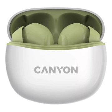 Canyon - Trådløs stereo earphones True Trådløs 500 mAh + 2x 40 mAh hvid/grøn