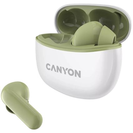 Canyon - Trådløs stereo earphones True Trådløs 500 mAh + 2x 40 mAh hvid/grøn