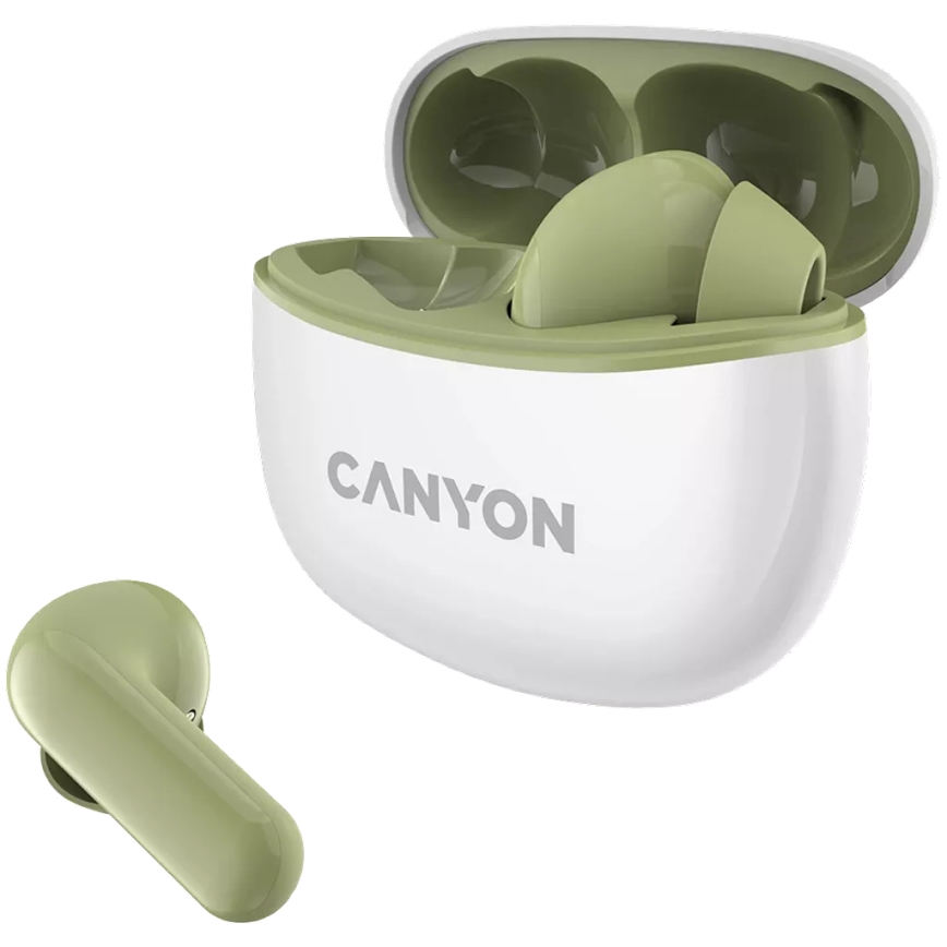 Canyon - Trådløs stereo earphones True Trådløs 500 mAh + 2x 40 mAh hvid/grøn