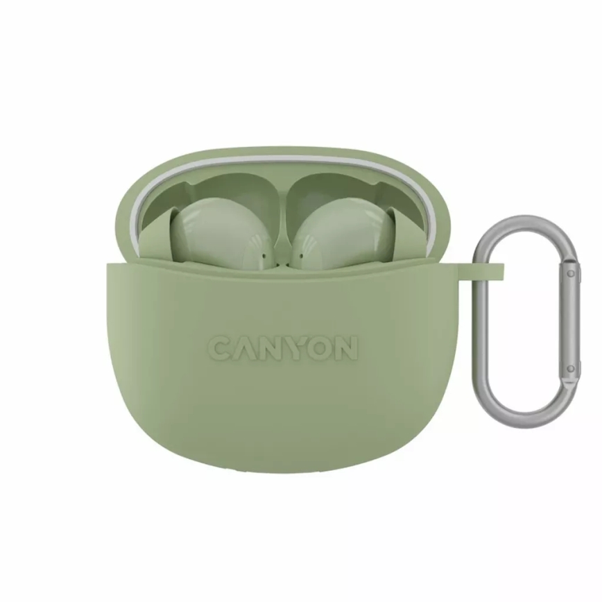 Canyon - Trådløs stereo earphones True Trådløs 500 mAh + 2x 40 mAh hvid/grøn