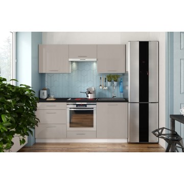 CELESTE køkken i 180 cm, glansfuld taupe