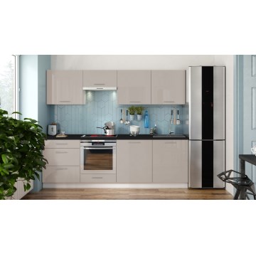 CELESTE Køkkenbord 240 cm, højglans taupe