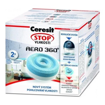 Ceresit AERO 360° 2-i-1 tabletter til affugter, 2 x 450 g, neutral