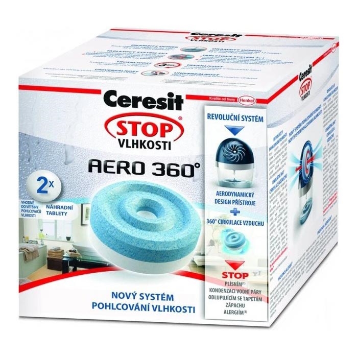 Ceresit AERO 360° 2-i-1 tabletter til affugter, 2 x 450 g, neutral
