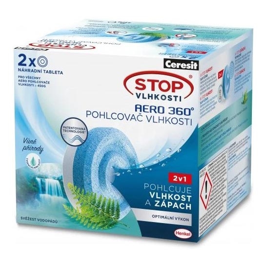 Ceresit - Tabletter til affugter 2-i-1 AERO 360° 2x 450 g vandfaldsduft