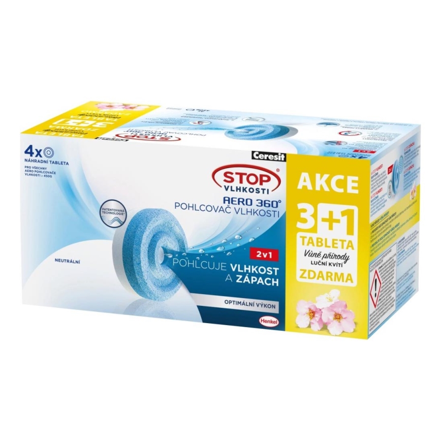 Ceresit - Tabletter til affugter 2-i-1 AERO 360° 4x 450 g engblomster