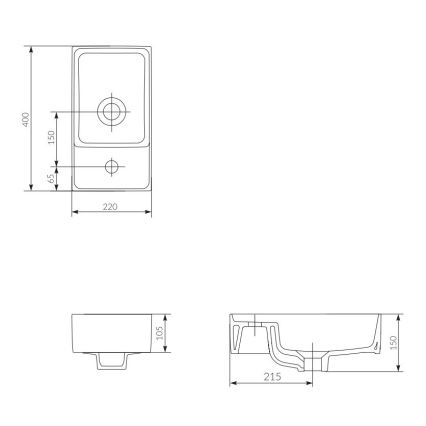 Cersanit K114-004 - Bordmonteret håndvask CREA 22x40 cm keramik/skinnende hvid