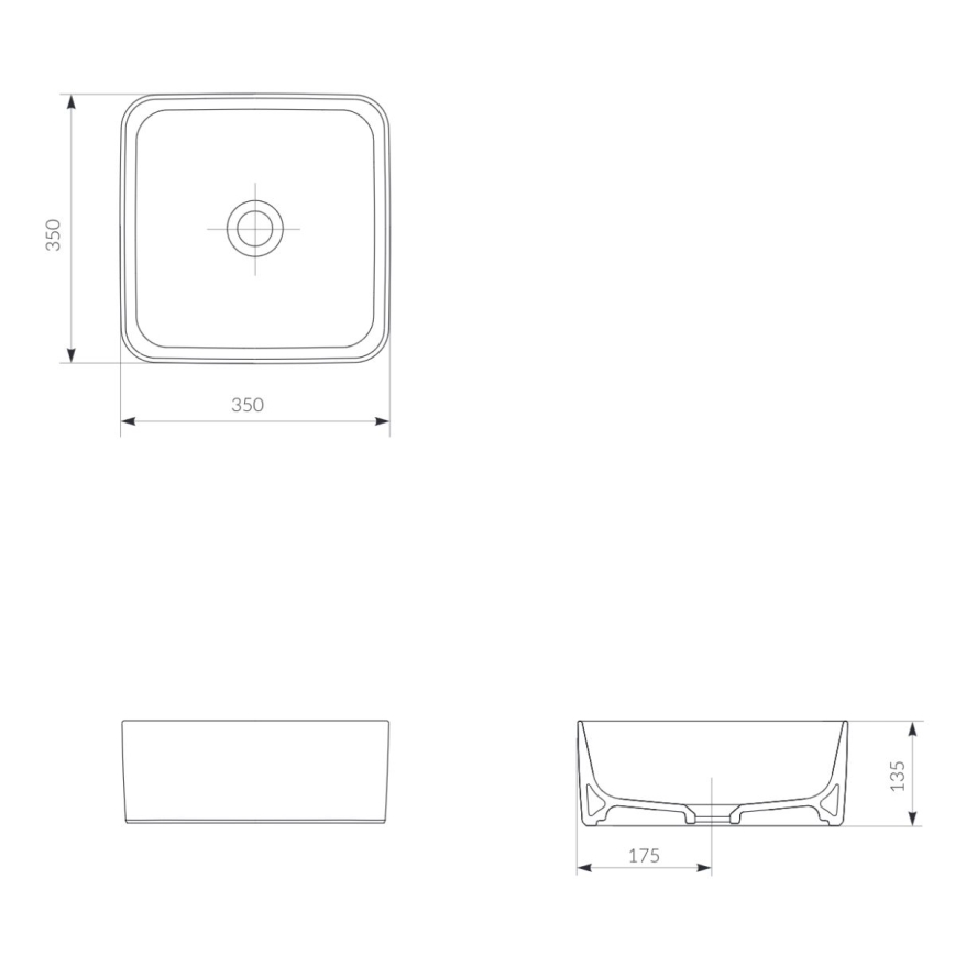 Cersanit K114-007-ECO - Vask til bordplade CREA 35 x 35 cm keramik/højglans hvid