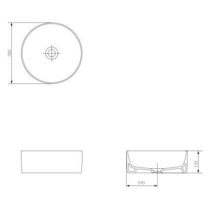 Cersanit K114-020 - Bordmonteret håndvask CREA diameter 38 cm keramik/skinnende hvid