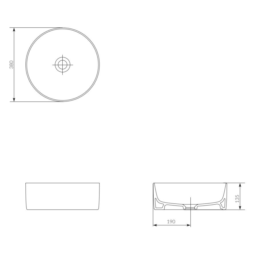 Cersanit K114-020 - Bordmonteret håndvask CREA diameter 38 cm keramik/skinnende hvid