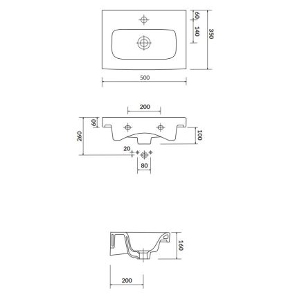 Cersanit K116-008 - Nedfældet vask MODUO SLIM 35x50 cm keramik/skinnende hvid