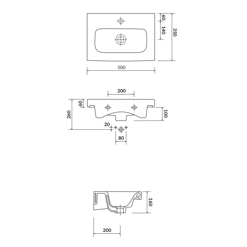 Cersanit K116-008 - Nedfældet vask MODUO SLIM 35x50 cm keramik/skinnende hvid